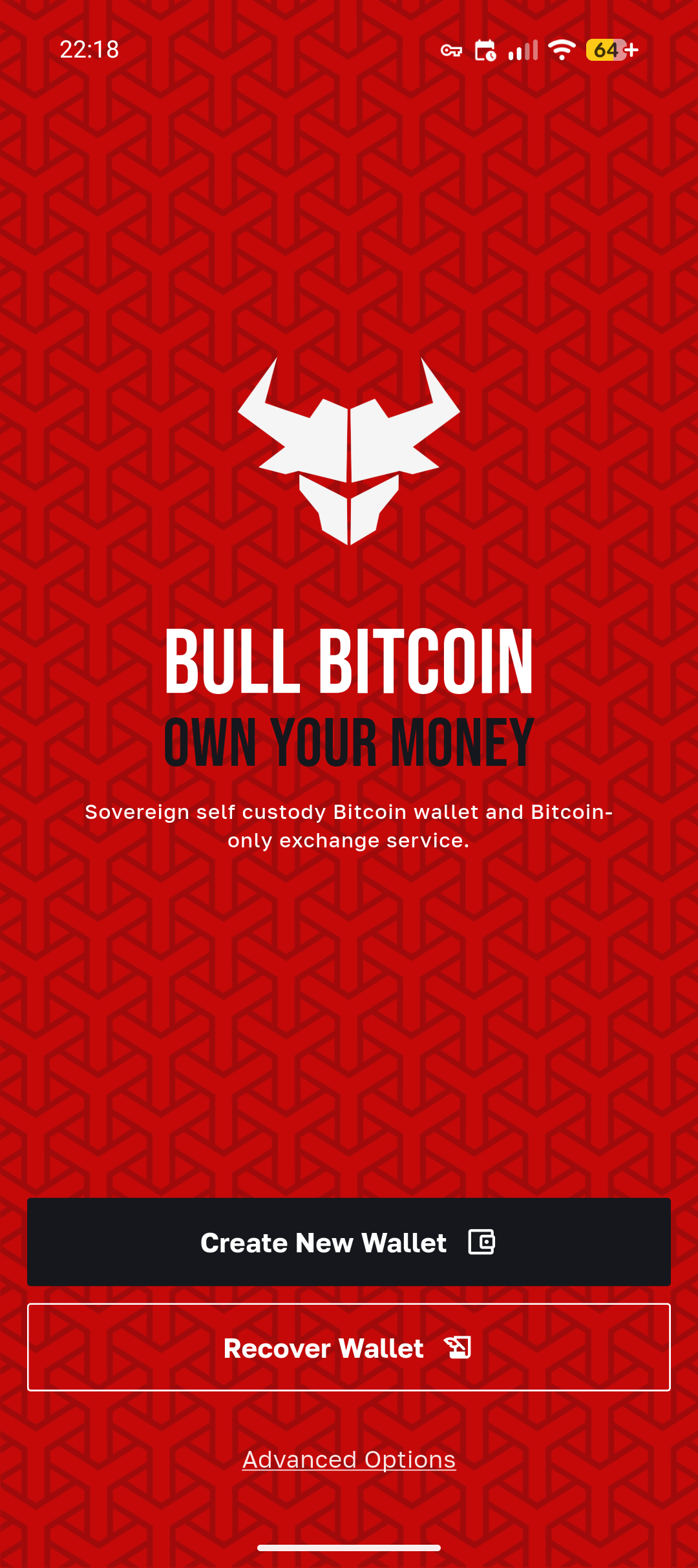 Bull, create new wallet or recover wallet
